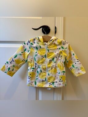 Lemon Print Hooded Spring Jacket - 12-18 months
